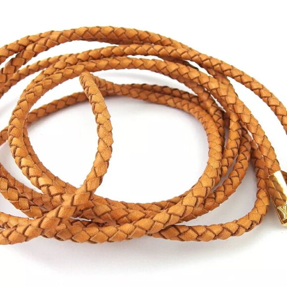 Louis Vuitton belt weave beige leather ?~ gold metal fittings used T19202 main image 6